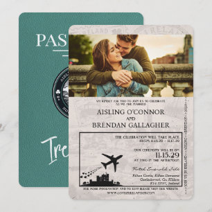 Turquise Ireland Passport Wedding-inbjudan Inbjudningar