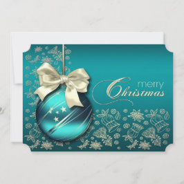 Turquise jul Bauble jul Party Inbjudningar