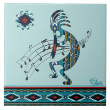Turquise Kokopelli Ceramic tile