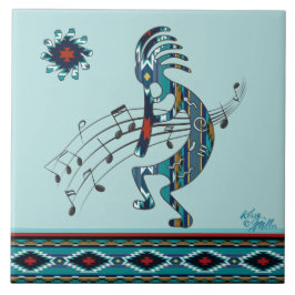 Turquise Kokopelli Ceramic tile Kakelplatta