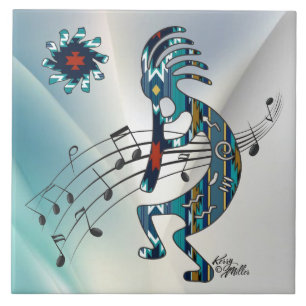 Turquise Kokopelli Ceramic Tile Kakelplatta