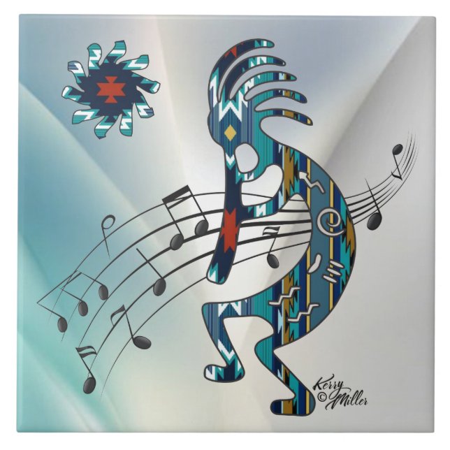 Turquise Kokopelli Ceramic Tile Kakelplatta (Framsidan)