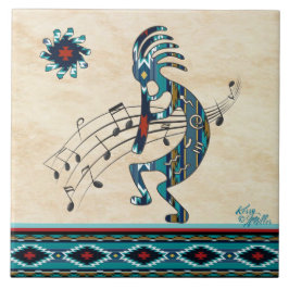 Turquise Kokopelli Ceramic tile Kakelplatta