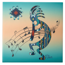 Turquise Kokopelli Ceramic Tile Kakelplatta