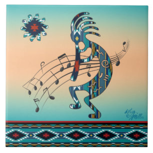 Turquise Kokopelli Ceramic tile Kakelplatta