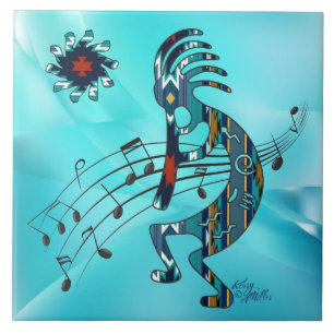 Turquise Kokopelli Ceramic Tile Kakelplatta