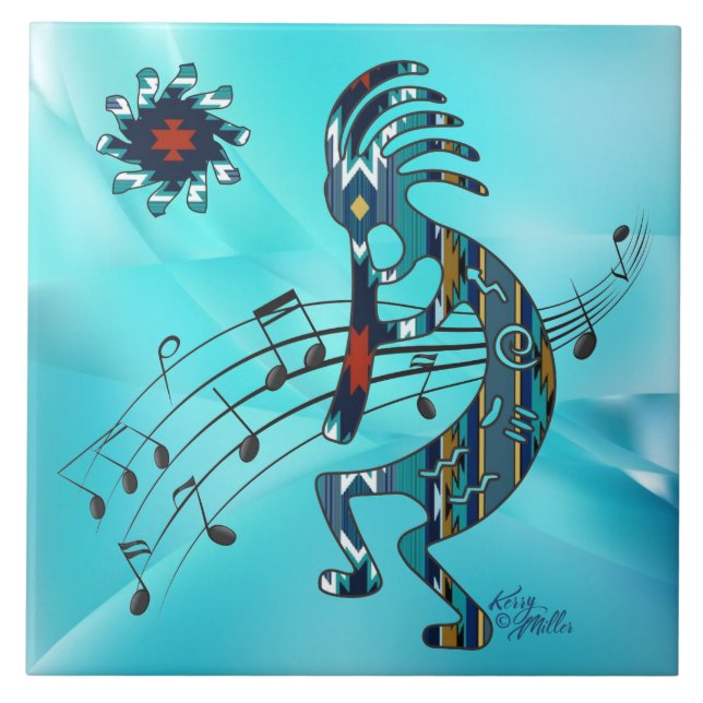 Turquise Kokopelli Ceramic Tile Kakelplatta (Framsidan)
