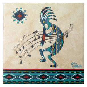 Turquise Kokopelli Ceramic tile Kakelplatta