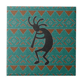 Turquise Kokopelli Southwest Ceramic Tile Kakelplatta