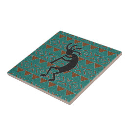Turquise Kokopelli Southwest Ceramic Tile Kakelplatta