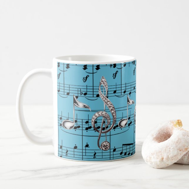 Turquise Lakan Music & Silver Musik noter Kaffemugg (Med munk)