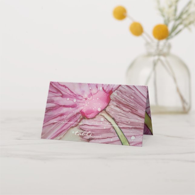 Turquise Lavenders med Tält-kort, bröllop-vikt Placeringskort (Framsida)