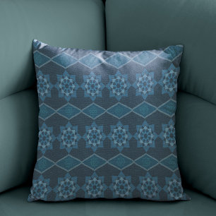 Turquise Leafy blommigt Octagon och Diagonal patte Kudde
