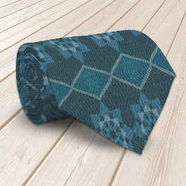 Turquise Leafy blommigt Octagon och Diagonal patte Slips