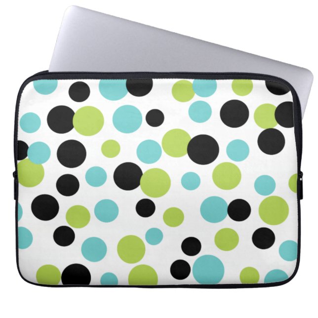 Turquise Lime Dots Laptop sleeve (Framsidan)