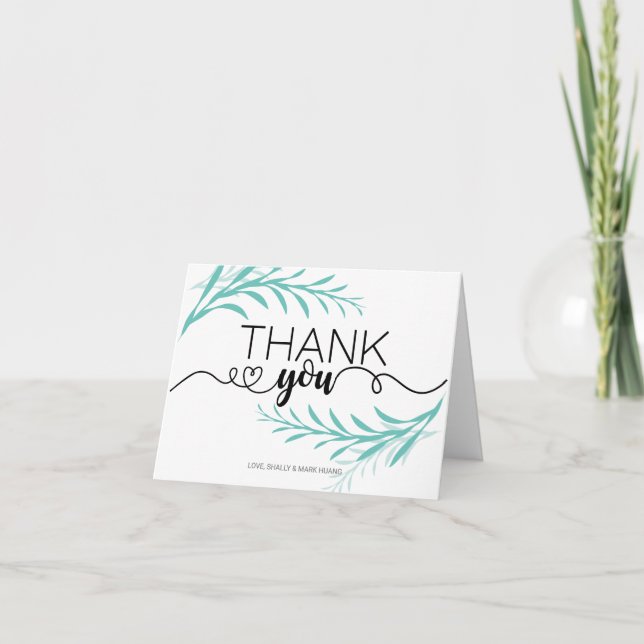 Turquise Löv Tack för tillfälle Kort (Framsida)