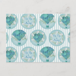Turquise Luftballong - Aqua White Rand Vykort