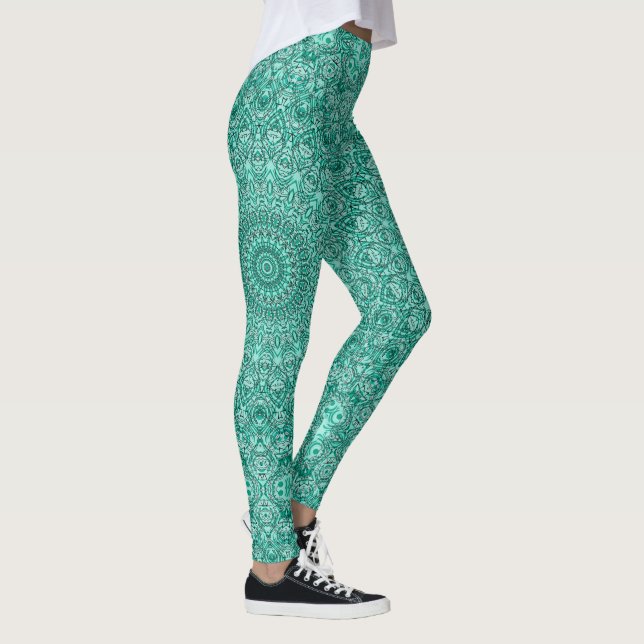 Turquise Mandala med Intricate Symmetry Leggings (Höger)