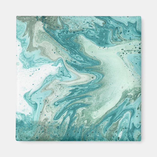 Turquise marble-bild, kvadratisk magnet (Framsidan)