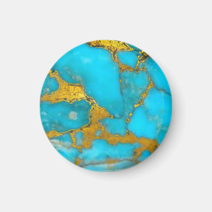 Turquise Marble GULD Glitter - ADD Initialer Magnet