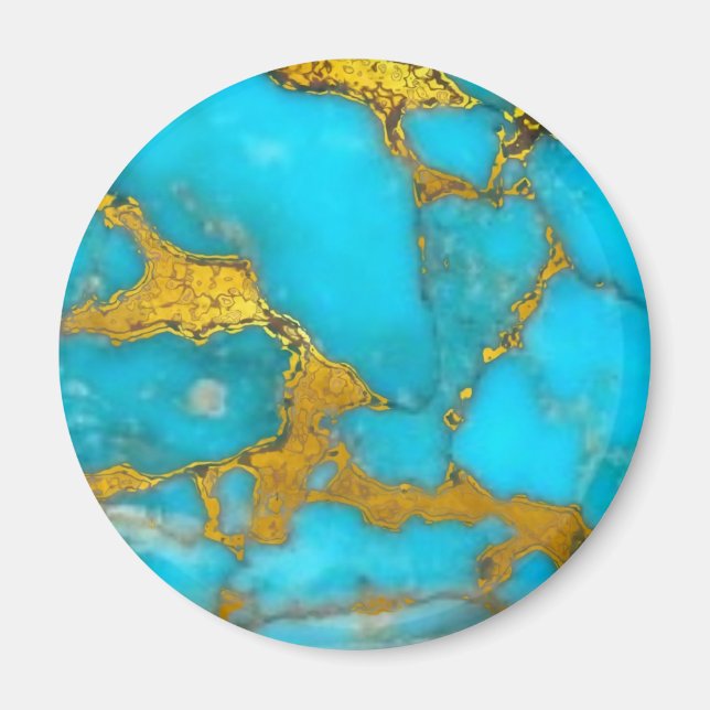 Turquise Marble GULD Glitter - ADD Initialer Magnet (Framsidan)