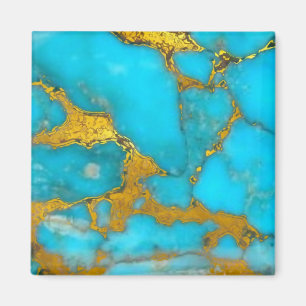 Turquise Marble GULD Glitter - ADD Initialer Magnet
