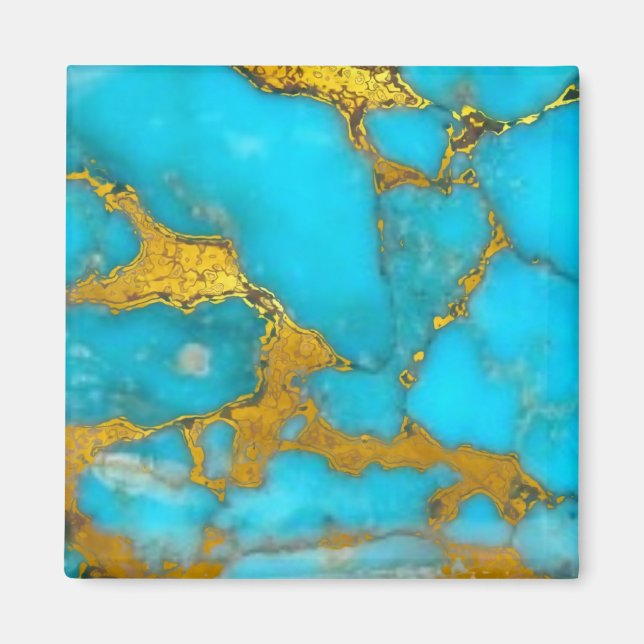 Turquise Marble GULD Glitter - ADD Initialer Magnet (Framsidan)