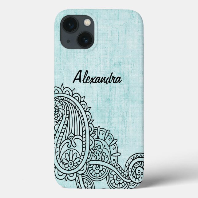 Turquise Mehndi Motif Galaxy Note 4 Fodral (Baksida)