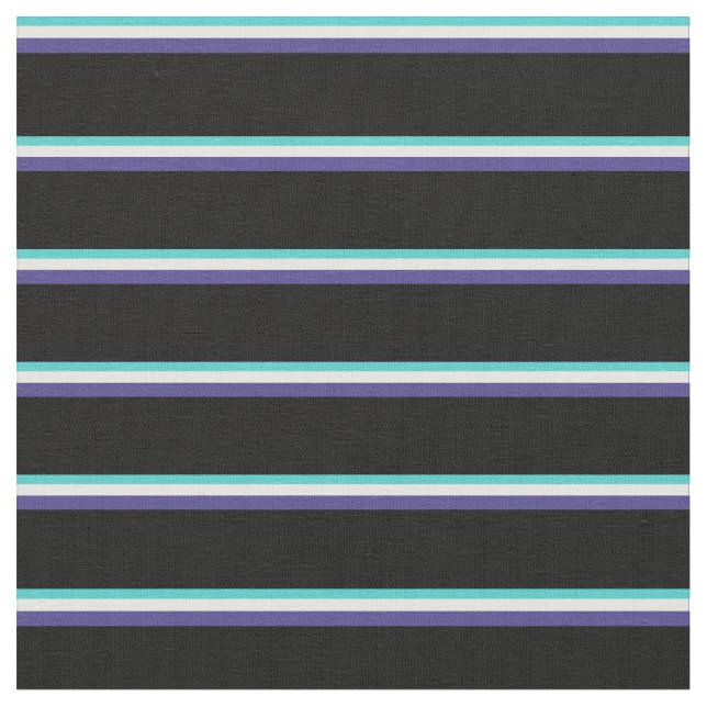 Turquise, Mint Cream, Mörk Slate Blue & Black Tyg (Närbild)
