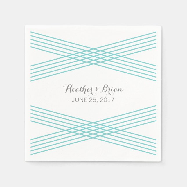 Turquise Modern Deco Papper Napkins Pappersservett (Framsidan)