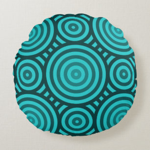 Turquise Modern Geometric Circle Mönster Rund Kudde