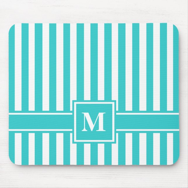 Turquise Modern Rand med Monogram Musmatta (Framsidan)