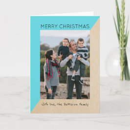 Turquise Modern Slant Helgdag Photo Card Helgkort