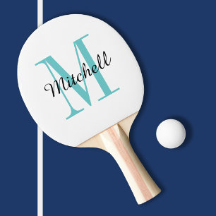 Turquise Monogram och Namn Personlig Pingisracket