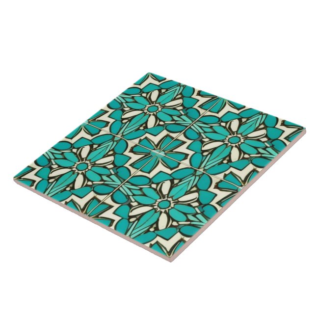 Turquise Moroccan Mosaic Kakelplatta (Sidan)