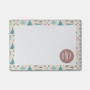 Turquise Native Tipi Monogram Mönster Post-it Block
