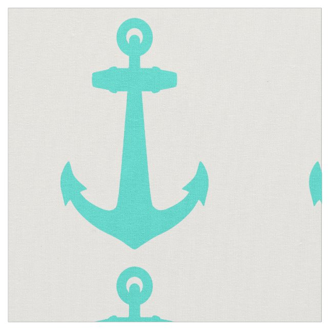 Turquise Nautical Anchor Tyg (Närbild)