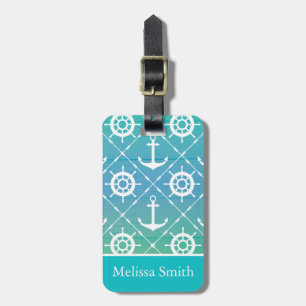 Turquise Nautical Monogram Bagagebricka