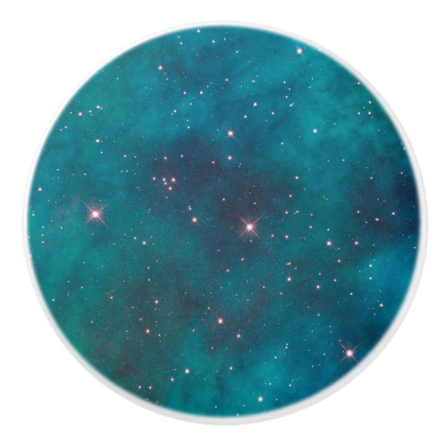 Turquise Nebula Sparkling Stars Ceramic pull Knopp (Framsidan)