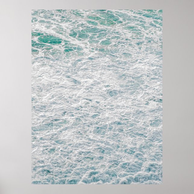 Turquise Ocean Foam - Bright Coastal Vatten Photog Poster (Framsidan)