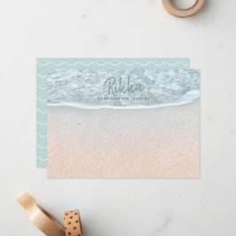 Turquise Ocean Sandy Beach Handmade Jewelry Anteckningskort
