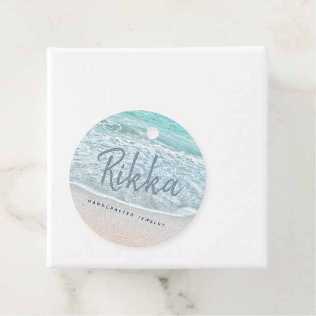 Turquise Ocean Sandy Beach Handmade Jewelry Gåvor Etiketter (På plats)