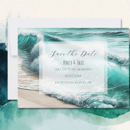Turquise Ocean Vågar Bröllop spara datum Spara Datumet