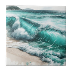 Turquise Ocean Wave Kakelplatta