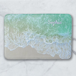 Turquise Ocean Wave, Personalize Namn eller Monogr Badrumsmatta