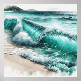 Turquise Ocean Wave Poster