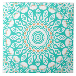 Turquise och Beige Ocean Mandala Mönster Kakelplatta