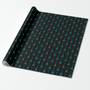 Turquise och Black Eiffel Torn Presentpapper