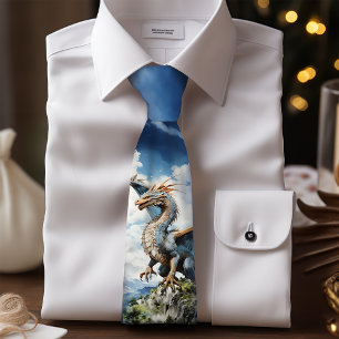 Turquise och Blue Fantasy Dragon Groomsman Slips
