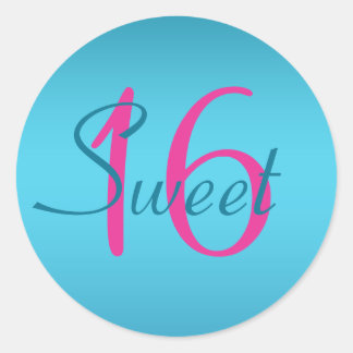 Turquise och Fuchsia Sweet sixteen Sticker Runt Klistermärke